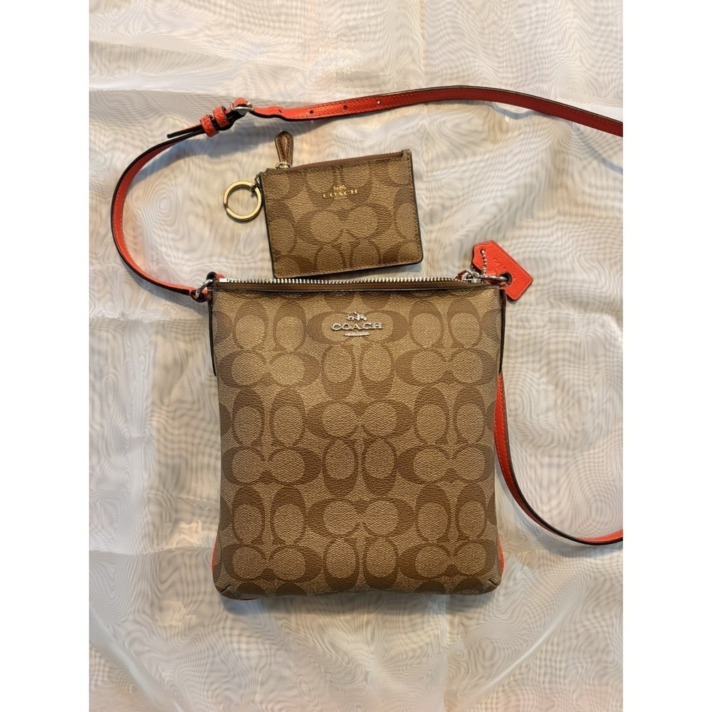 Coach Crossbody Bag Brown With Matching Wristlet‎ PVC Leather